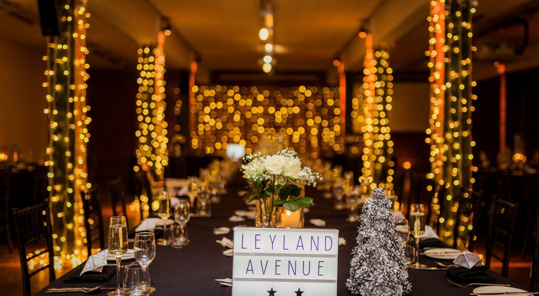 warehouse-wedding-style warehouse wedding set up