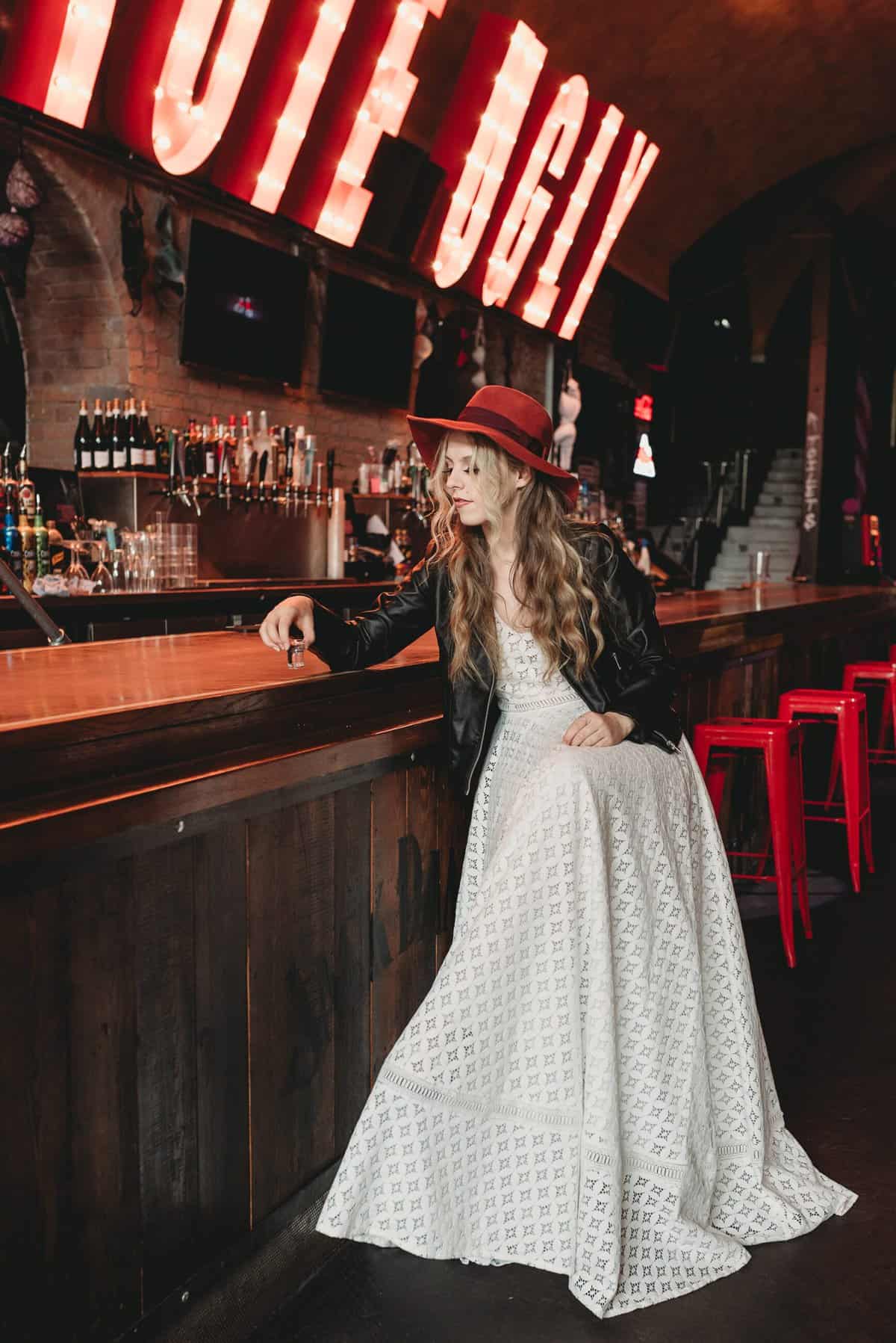 city boho bride in coyote ugly