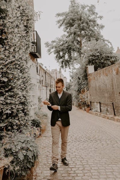 groom on a london street