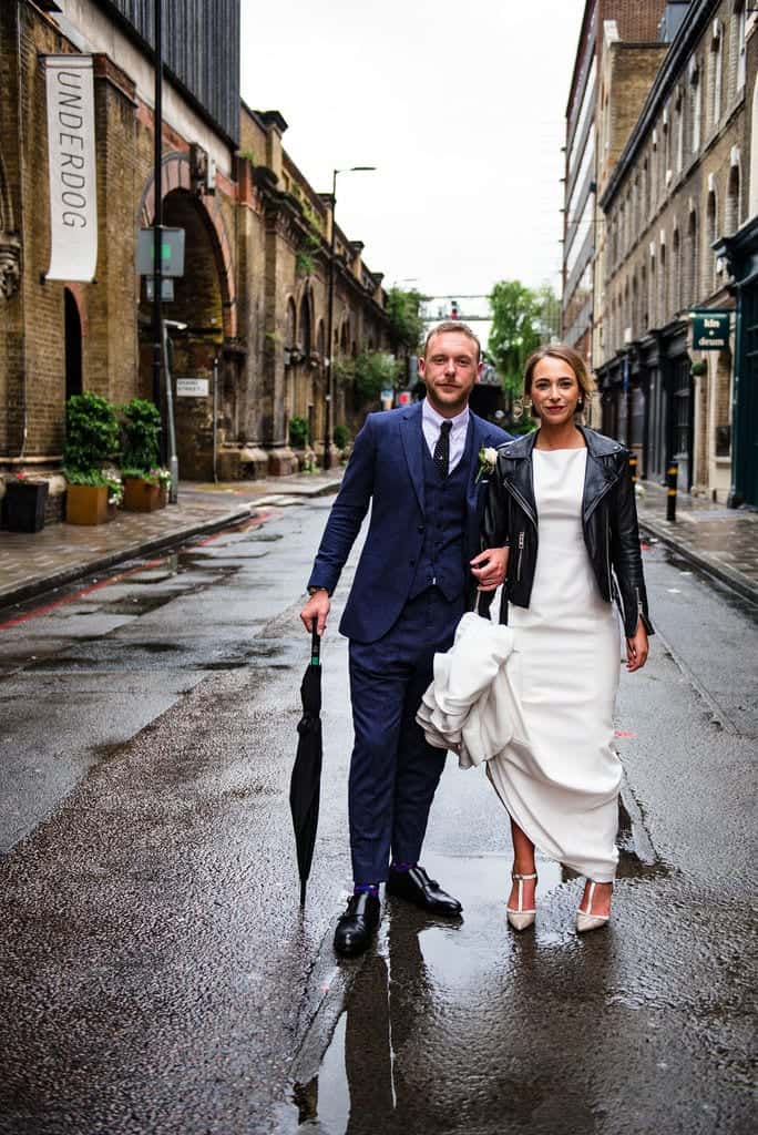 wedding couple on the city streets