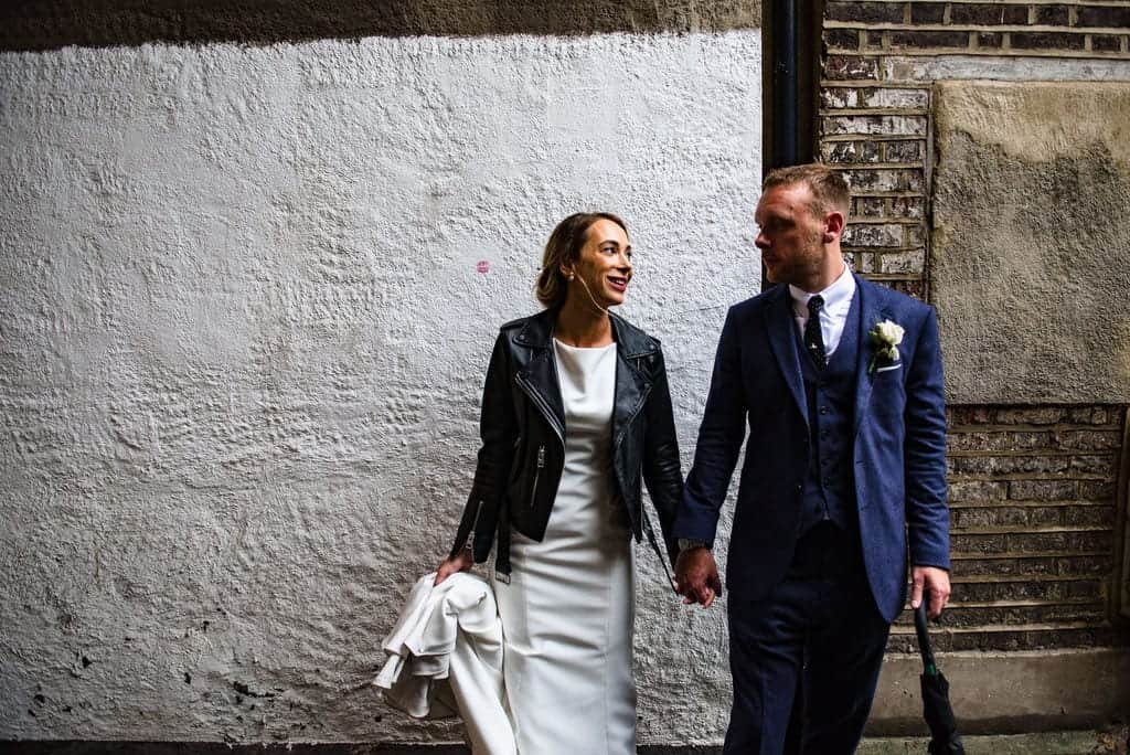 wedding couple on the city streets