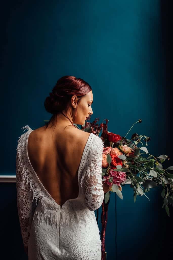 back detail and bouquet