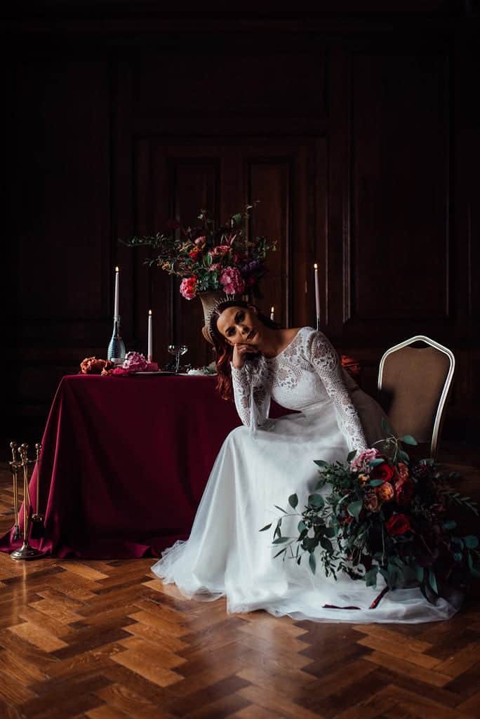 bride and a moody wedding inspiration