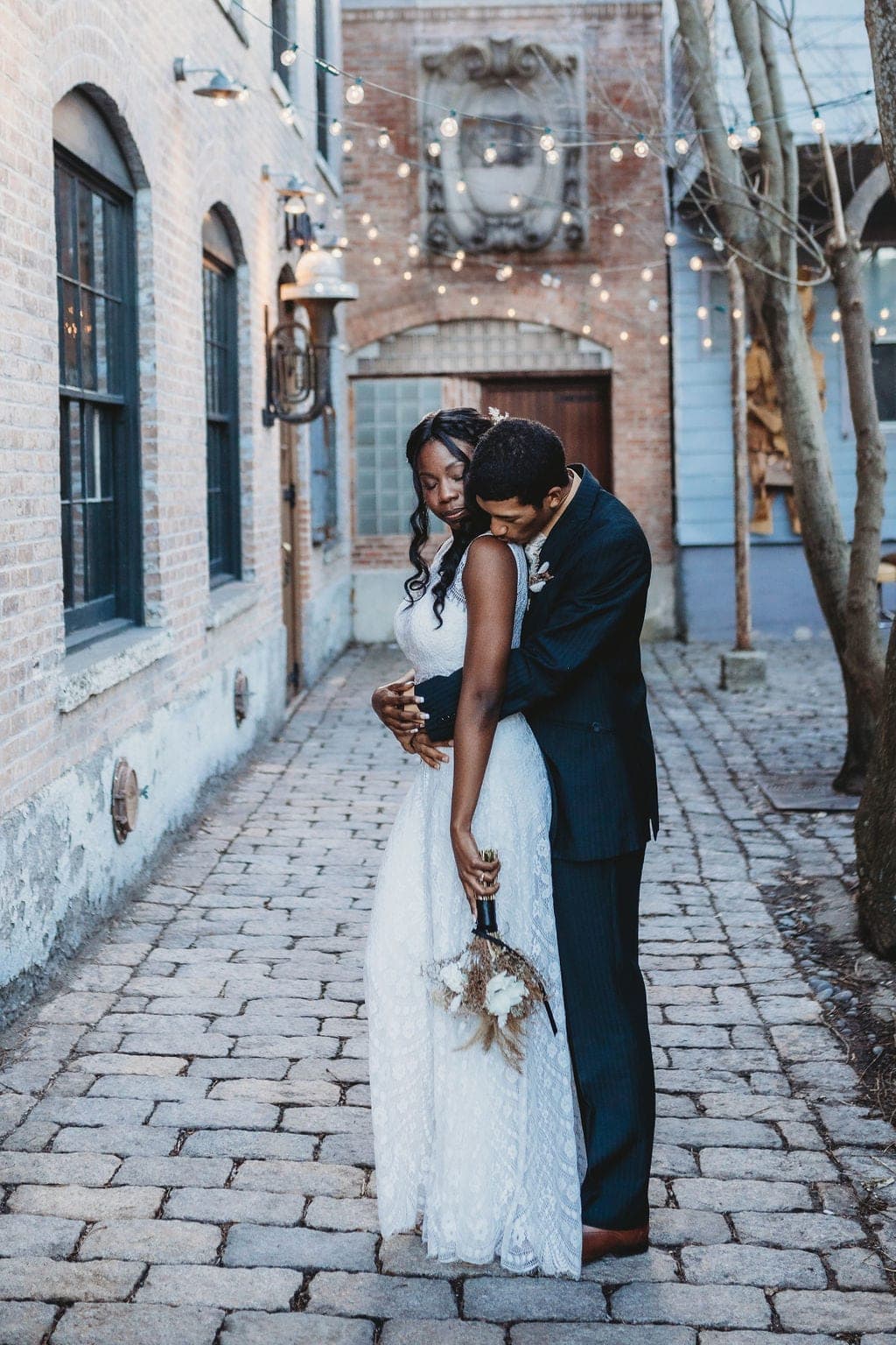 wedding couple on cobbled streets