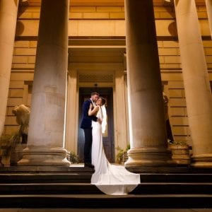 couple on steps at Manchester art gallery