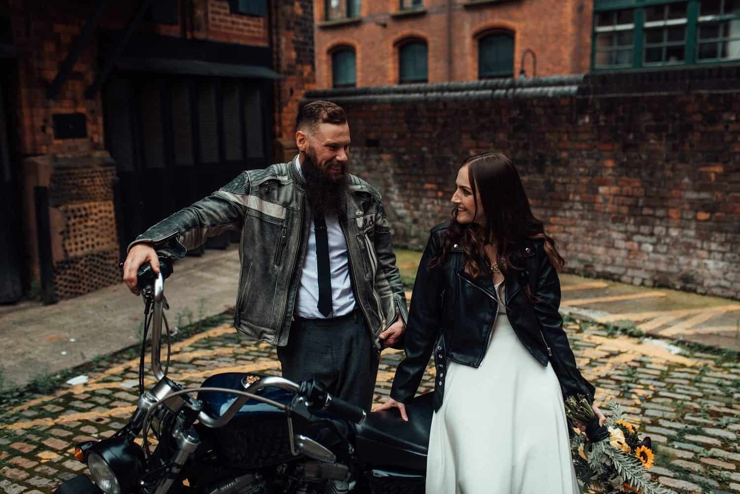 wedding biker couple