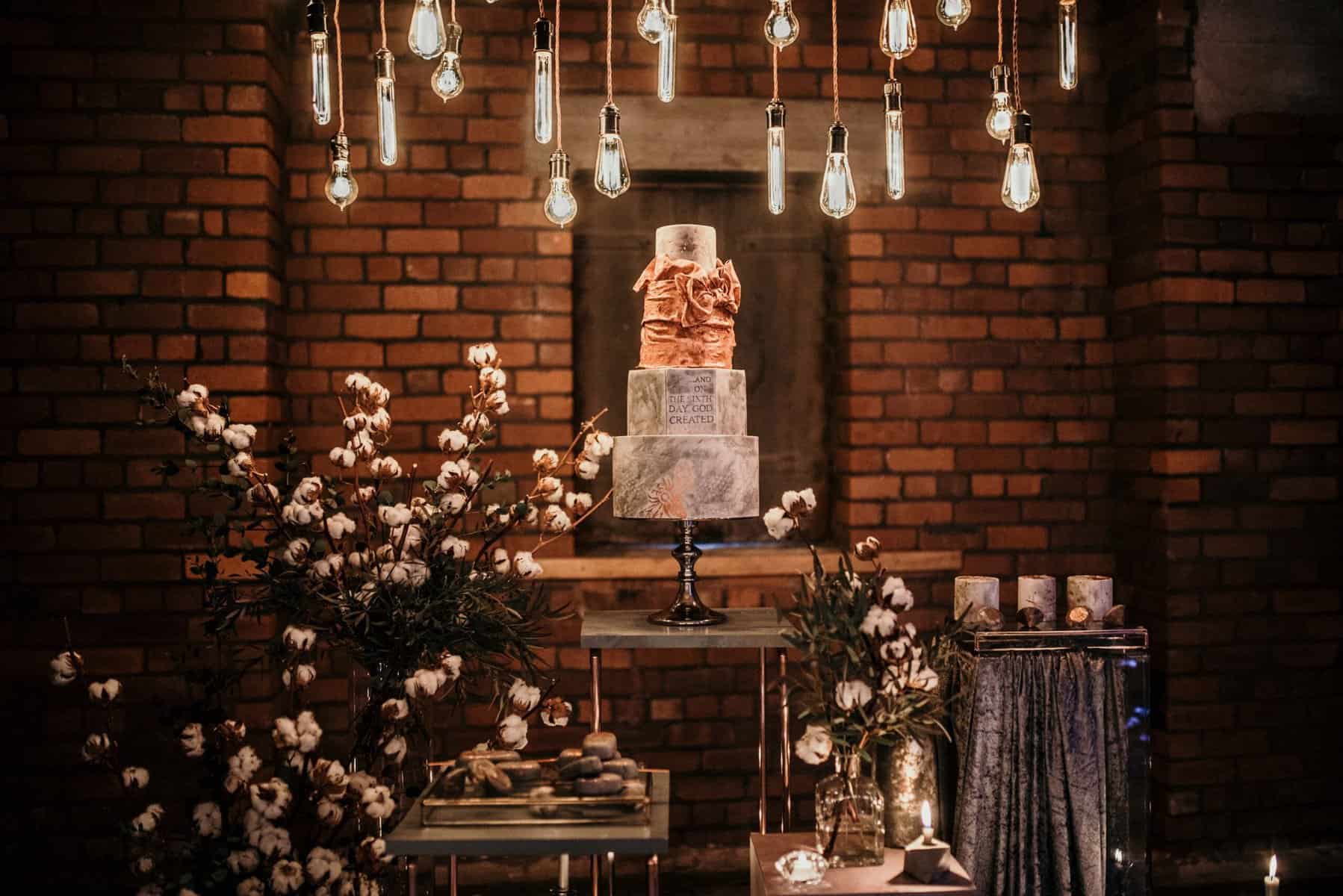 warehouse wedding cake area
