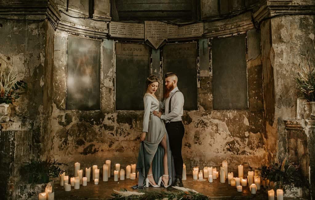 candlelit wedding ceremony in asylum church
