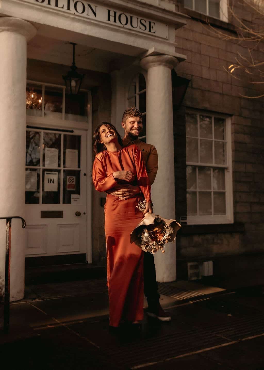 couple outside the registry office