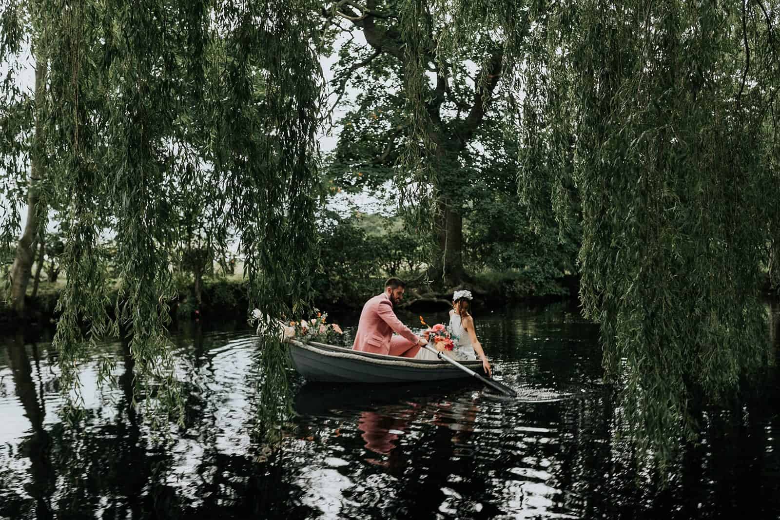 wedding boat on a lake