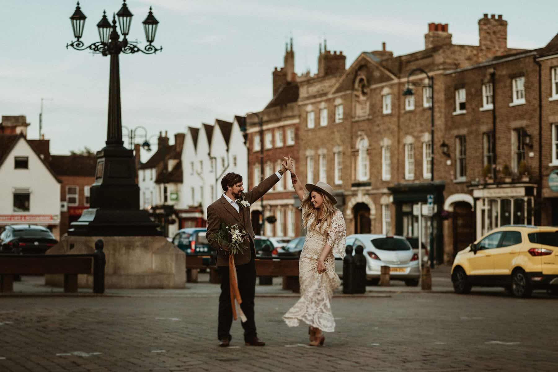 dancing in the street an elopement wedding