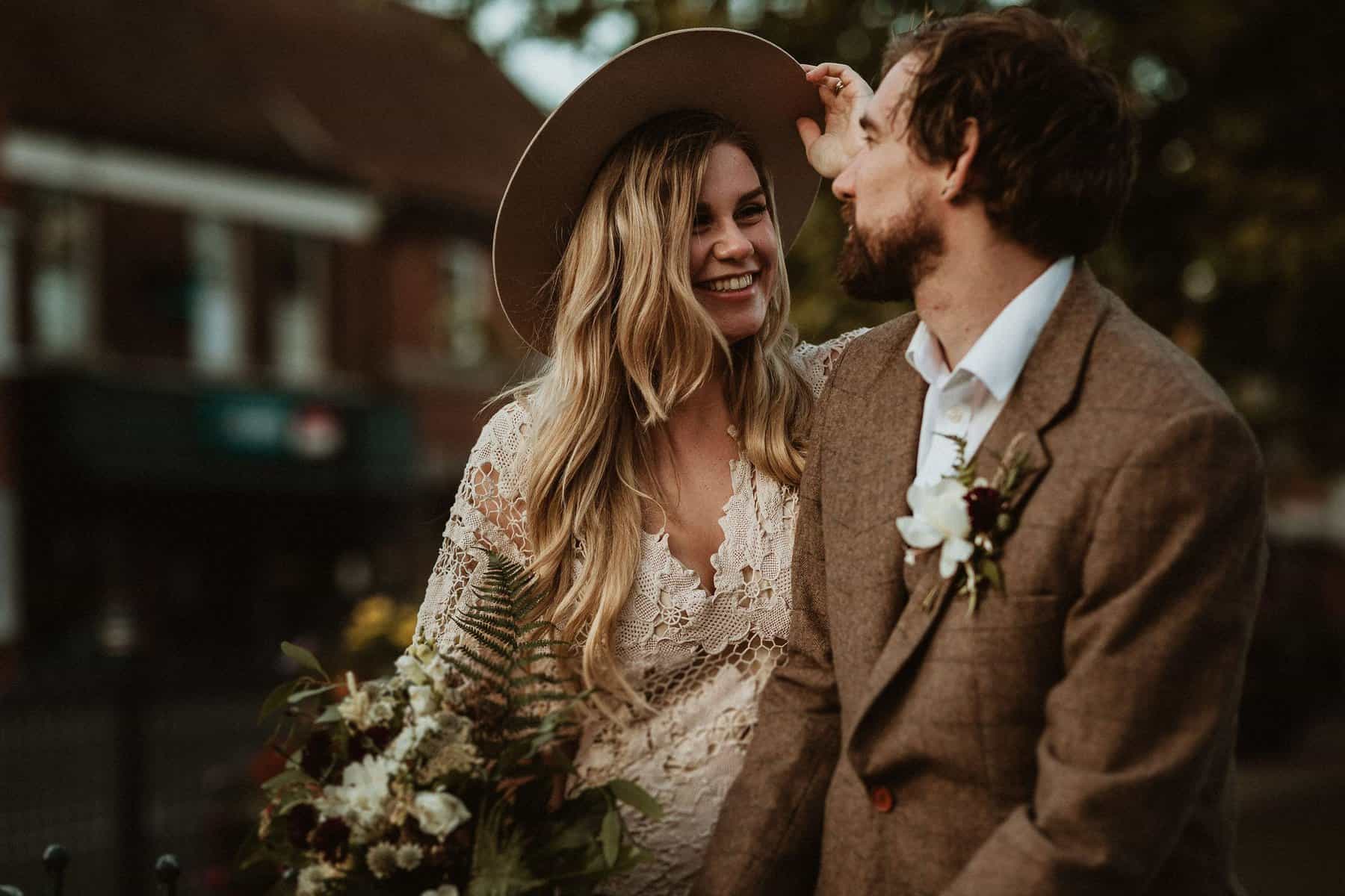 boho wedding couple