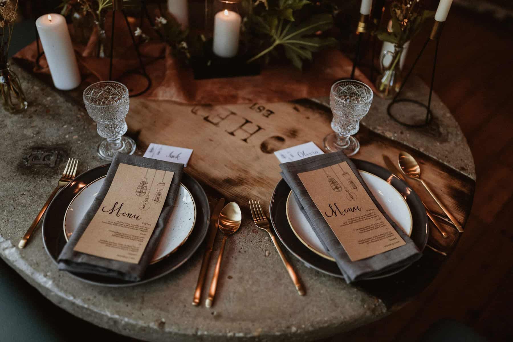 wedding table place setting