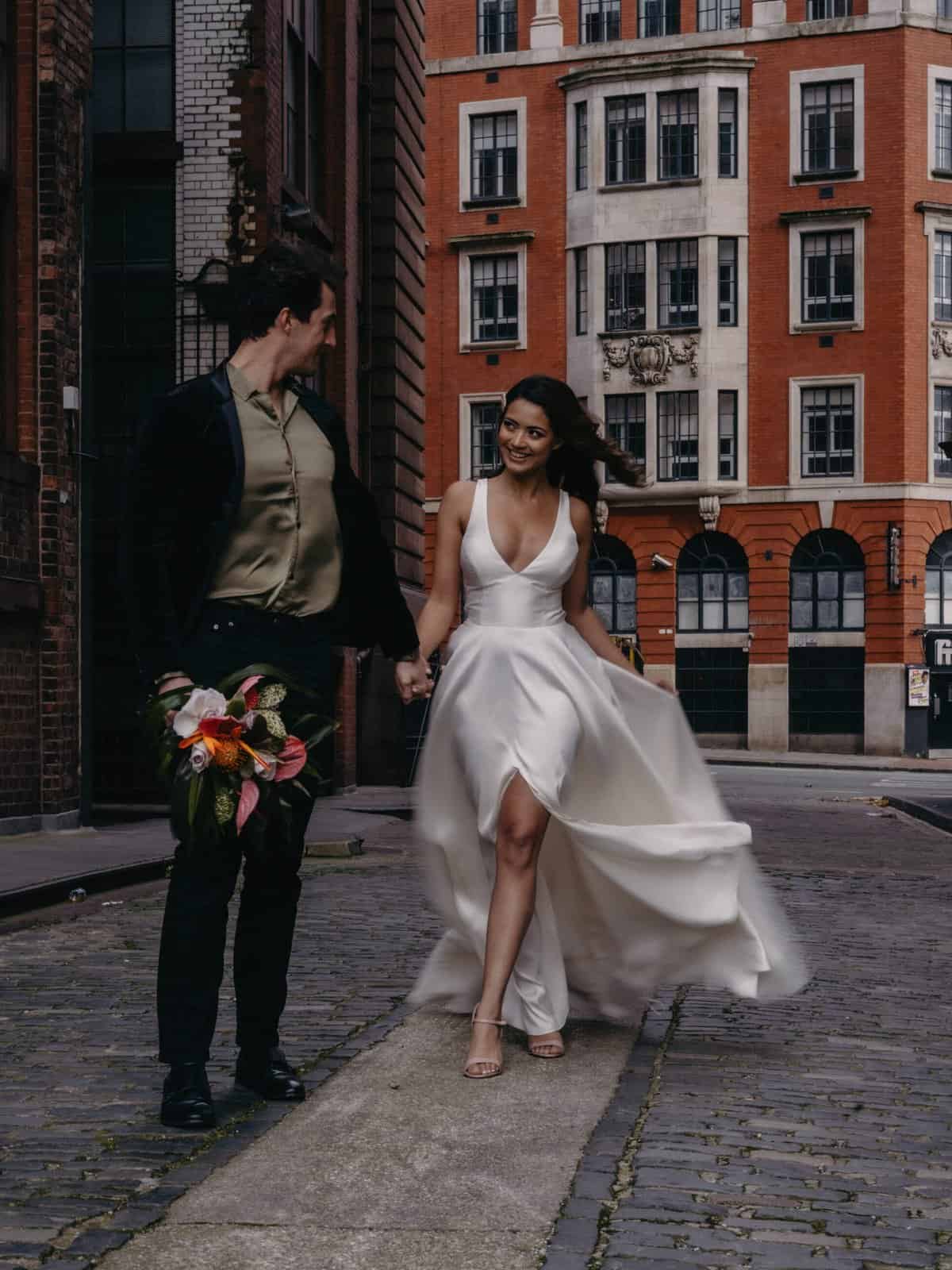 wedding couple in the streets