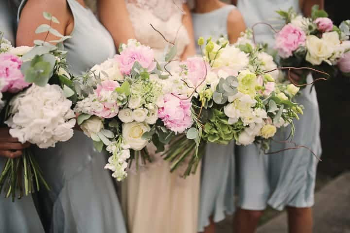 bridesmaids holding their bouquets