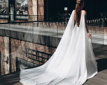 bridal dress with cape