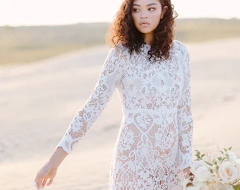 long sleeve lace non traditional dress