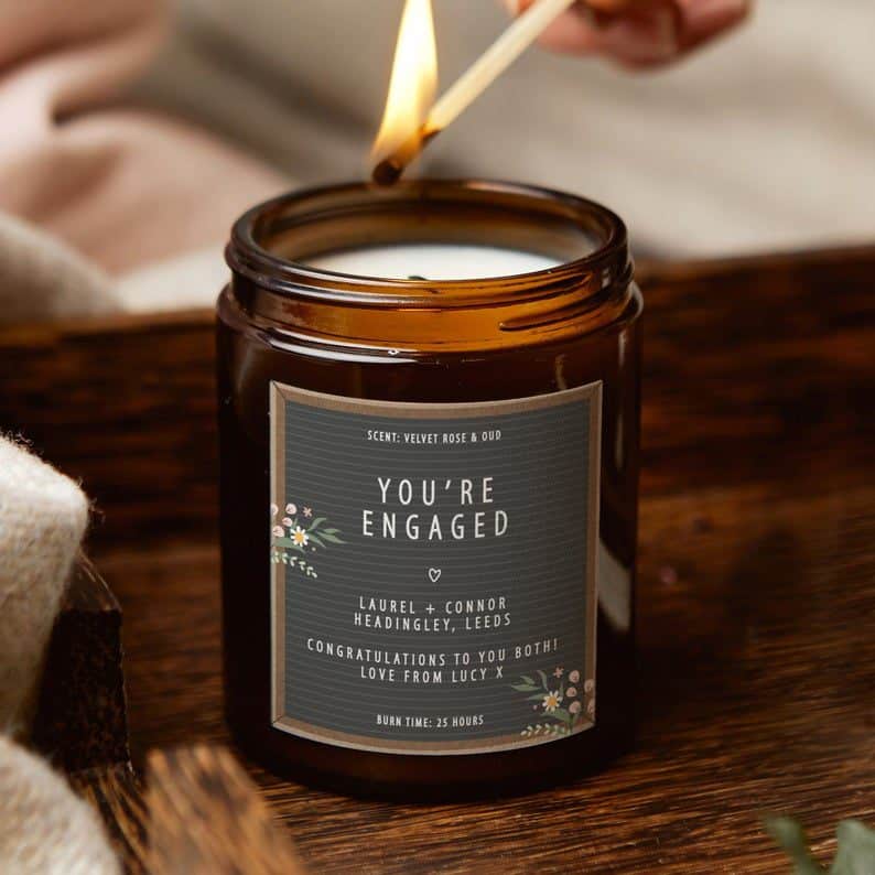 modern engagement candle
