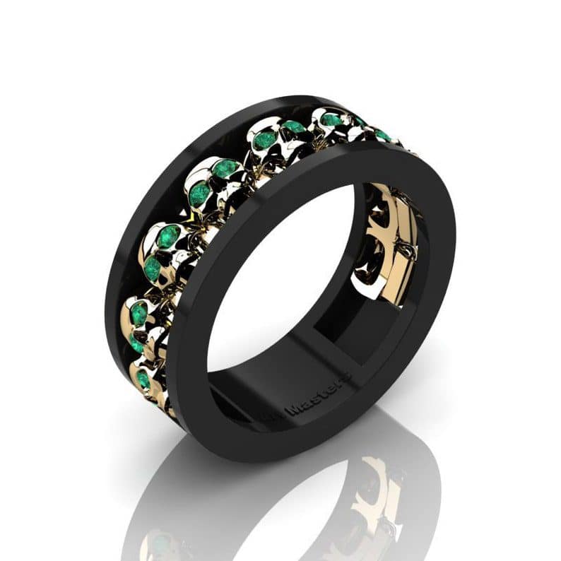 emerald skull unisex ring
