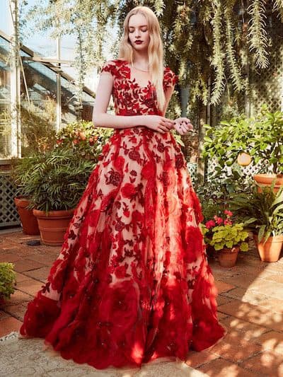 romantic red and gold wedding dress