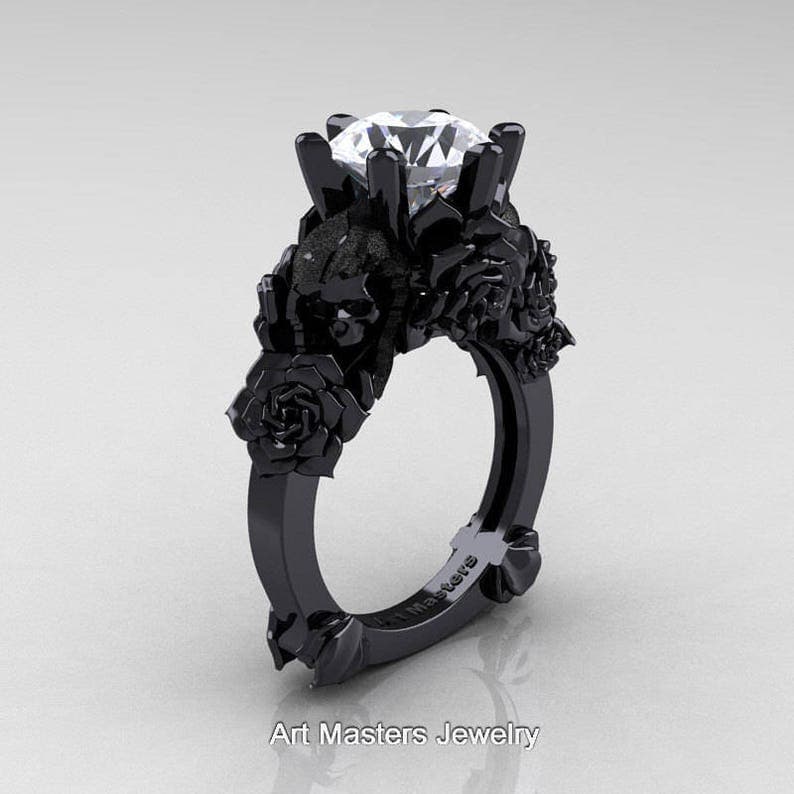 rose detail halloween engagement ring