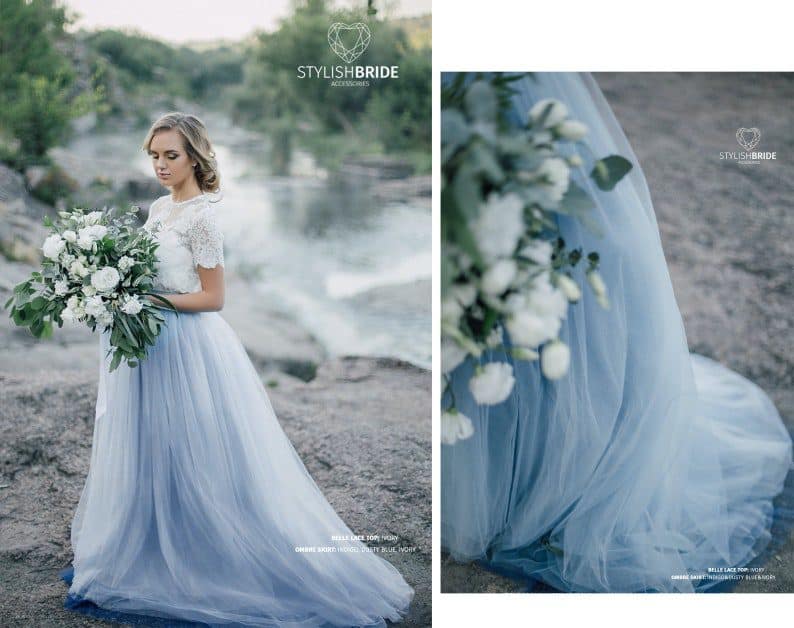 blue tulle two piece blue