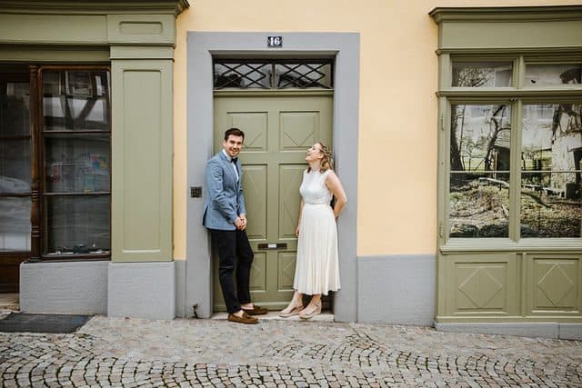 couple on urban street in switzerland