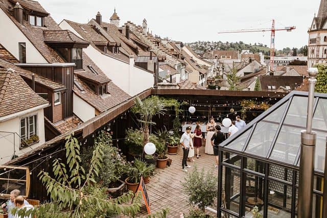 switzerland rooftop wedding reception