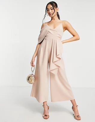 draped nude jumpsuit