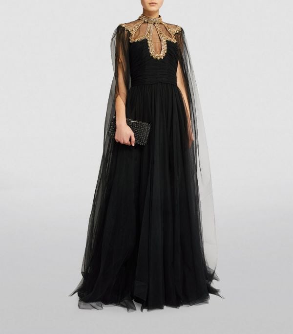 cape gothic wedding dress