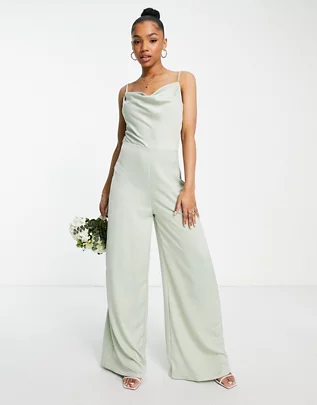 sage green bridesmaid jumpsuit