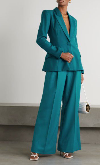 teal pantsuit mother of the bride
