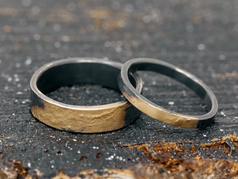 black and gold keum boo wedding bands gothic