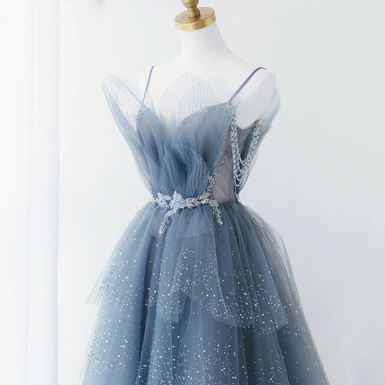 dusty blue princess dress