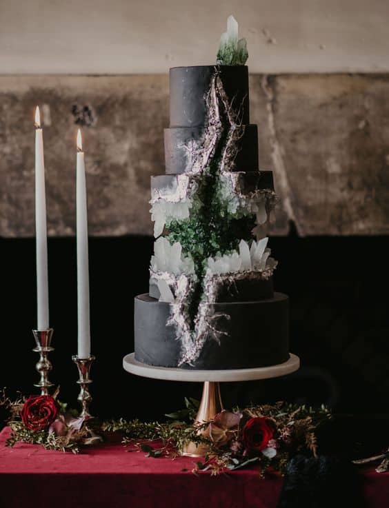 geo black wedding cake