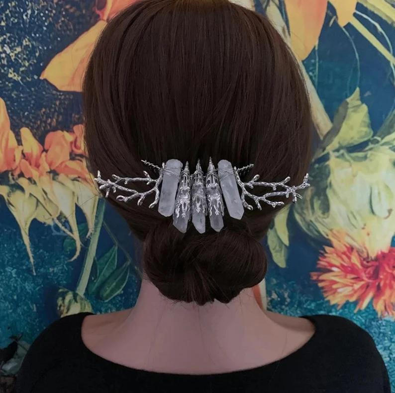 pagan up-do with a moon crescent accessory