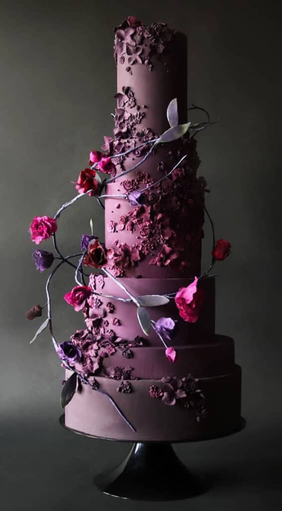 purple gothic wedding cake