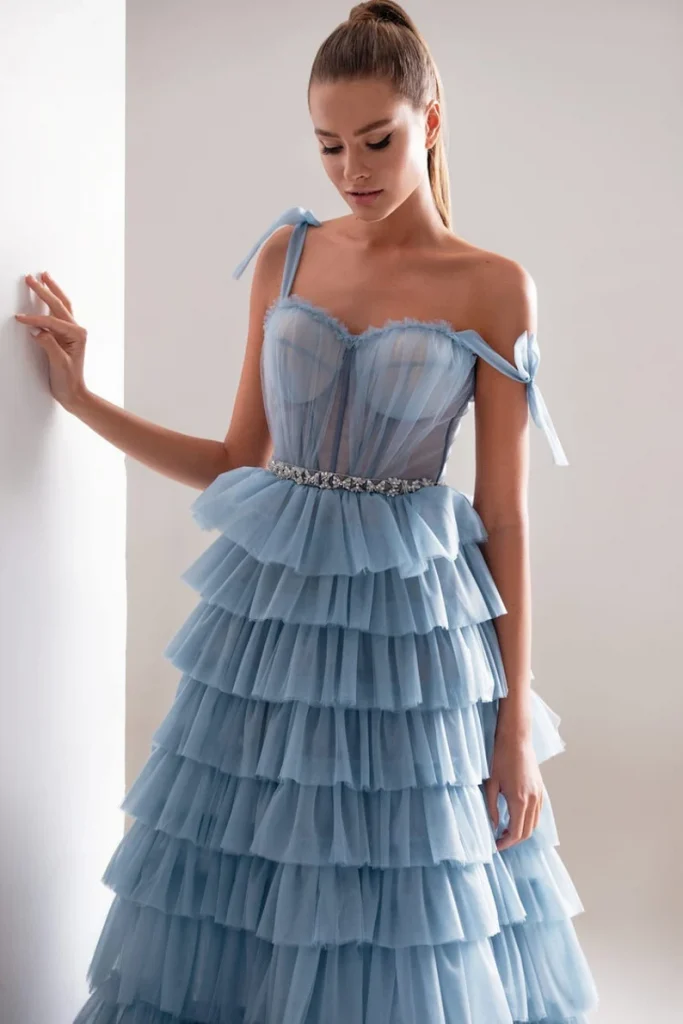 light blue tiered dress
