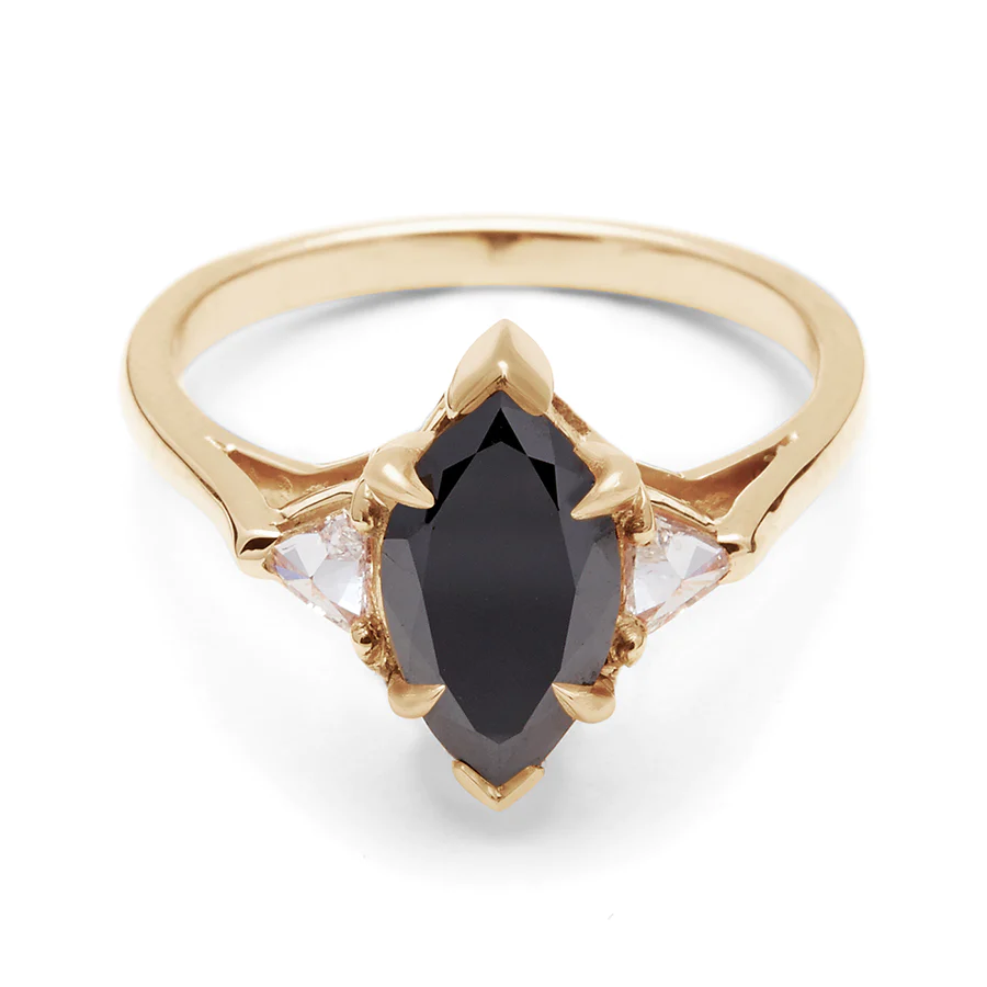 marquise black diamond ring