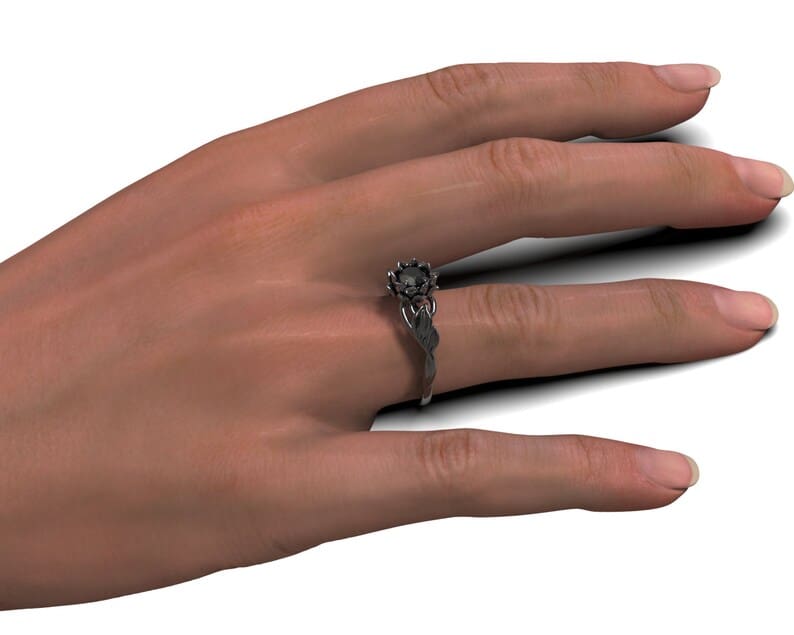 black metal and black diamond ring