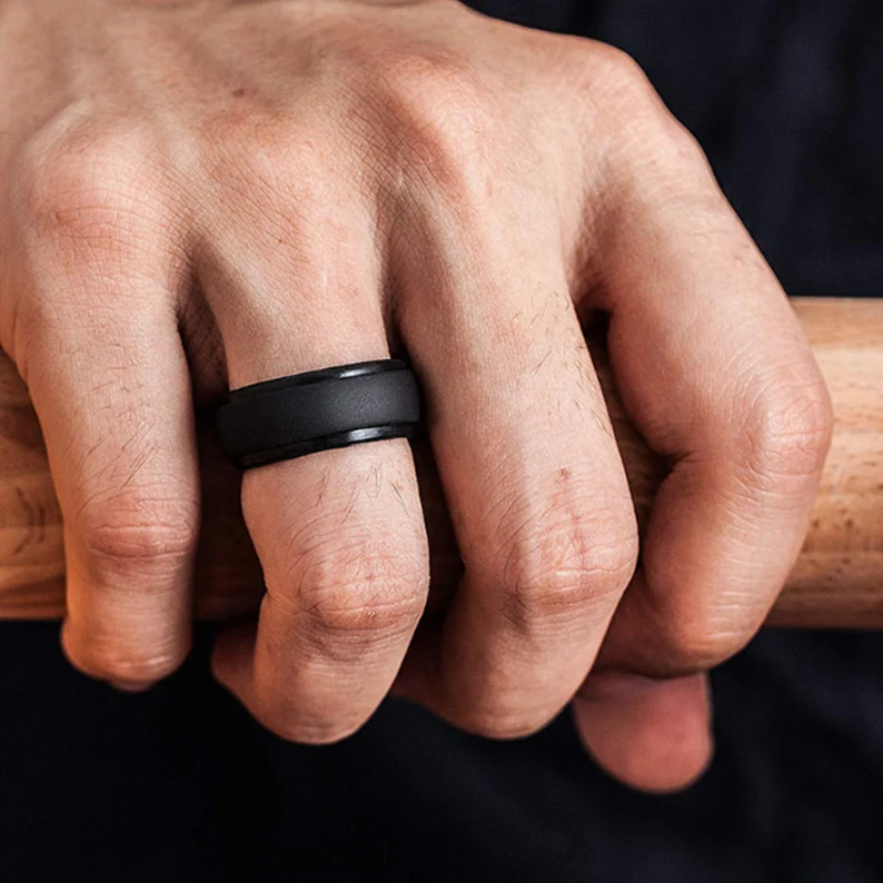 black silicone wedding band