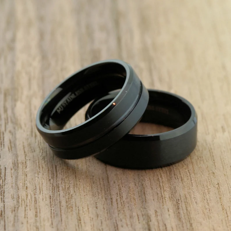 cheap black stainless steel ring
