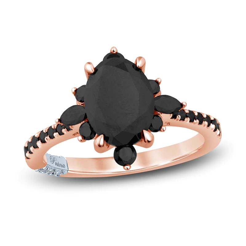 rose gold and black oval diamond ring stock image 