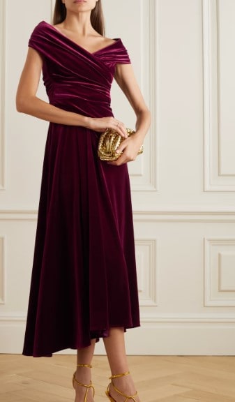burgundy velvet midi dress