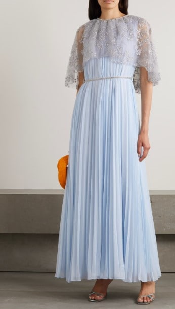 light blue mother of the bride dress with capelet