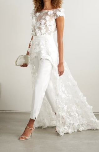 wedding dress jumpsuit with train