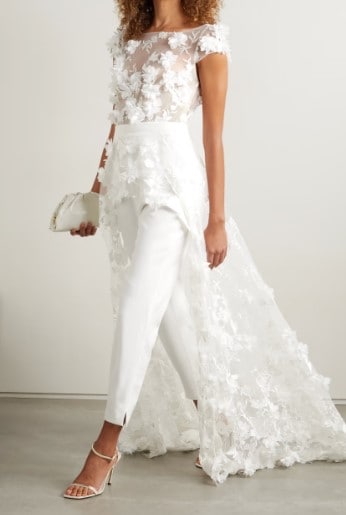 floral lace winter bridal jumpsuit
