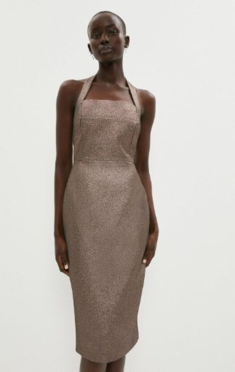 a-line shimmer gold mother of the bride dress