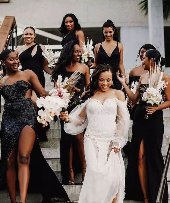 Super stylish black bridesmaid dresses your party will love!