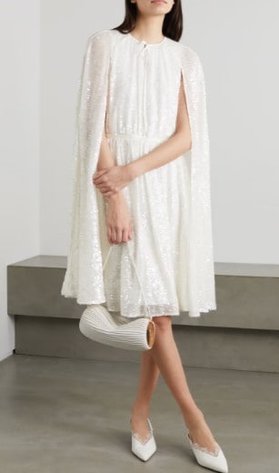 sequin flowy dress with cape attached